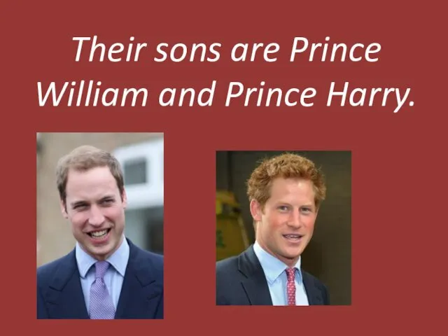 Their sons are Prince William and Prince Harry.