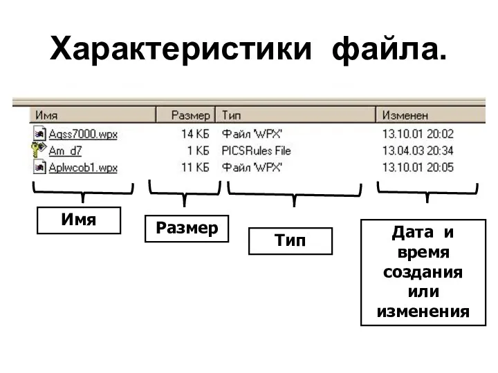 Характеристики файла.