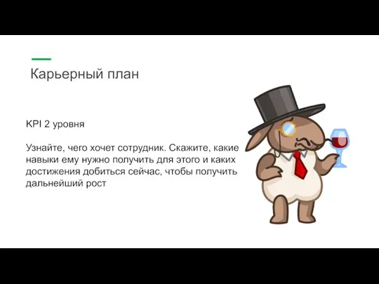 Карьерный план KPI 2 уровня Узнайте, чего хочет сотрудник. Скажите,