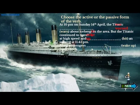 At 10 pm on Sunday 14th April, the Titanic ________________