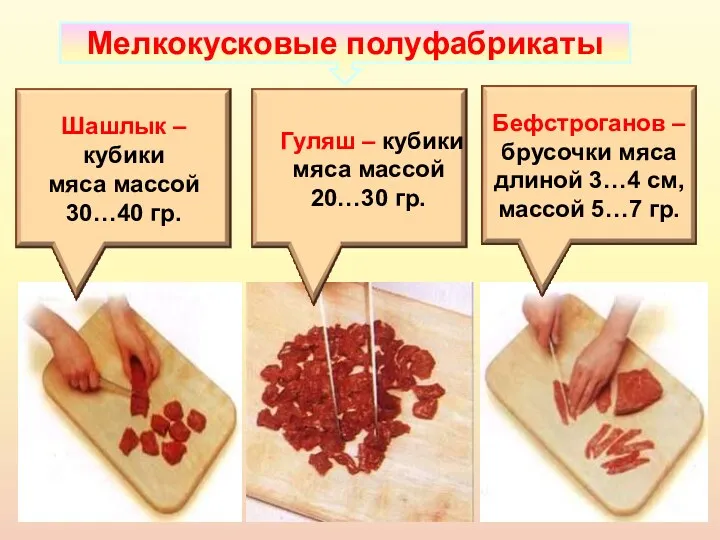 Мелкокусковые полуфабрикаты