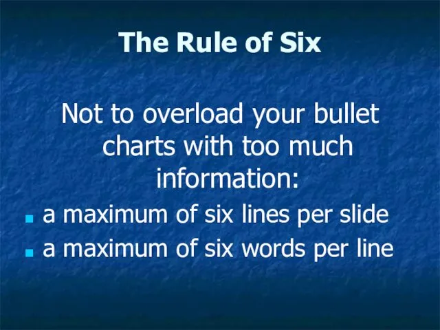 The Rule of Six Not to overload your bullet charts