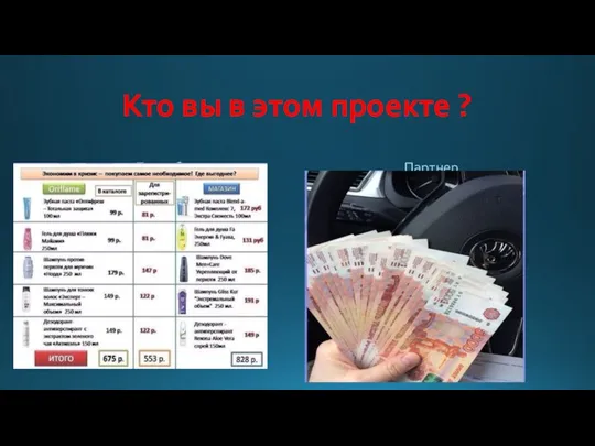 Кто вы в этом проекте ? Потребитель Партнер