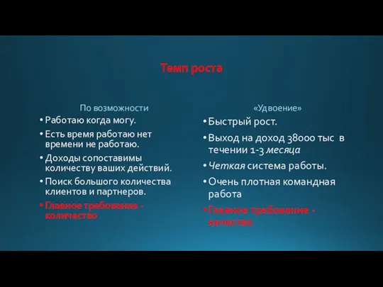 Темп роста Работаю когда могу. Есть время работаю нет времени