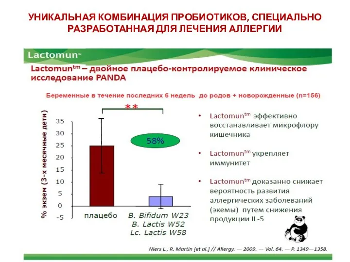 УНИКАЛЬНАЯ КОМБИНАЦИЯ ПРОБИОТИКОВ, СПЕЦИАЛЬНО РАЗРАБОТАННАЯ ДЛЯ ЛЕЧЕНИЯ АЛЛЕРГИИ