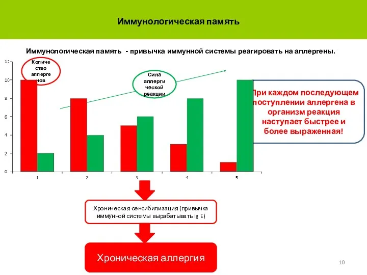 При каждом последующем поступлении аллергена в организм реакция наступает быстрее