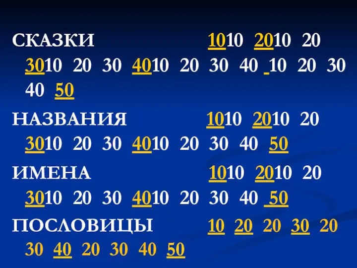 СКАЗКИ 1010 2010 20 3010 20 30 4010 20 30