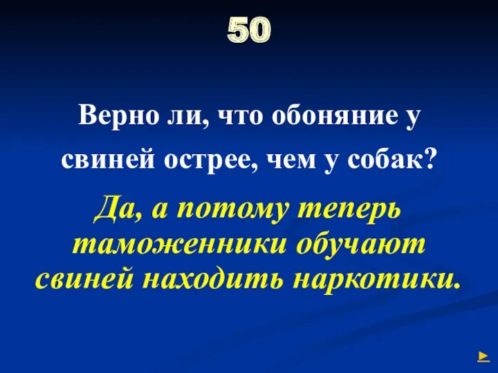 50 Верно ли, что обоняние у свиней острее, чем у