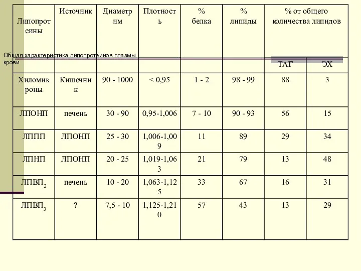 Общая характеристика липопротеинов плазмы крови