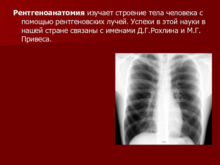 Рентгеноанатомия изучает строение тела человека с помощью рентгеновских лучей. Успехи