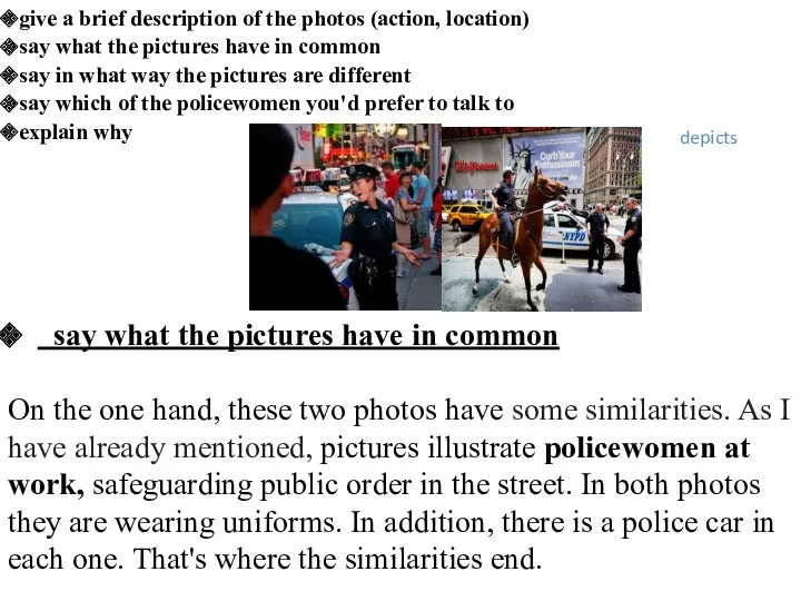 give a brief description of the photos (action, location) say