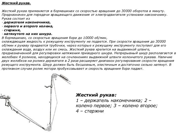 Жесткий рукав. Жесткий рукав применяется в бормашинах со скоростью вращения