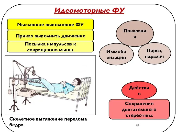 Идеомоторные ФУ Мысленное выполнение ФУ Приказ выполнить движение Посылка импульсов