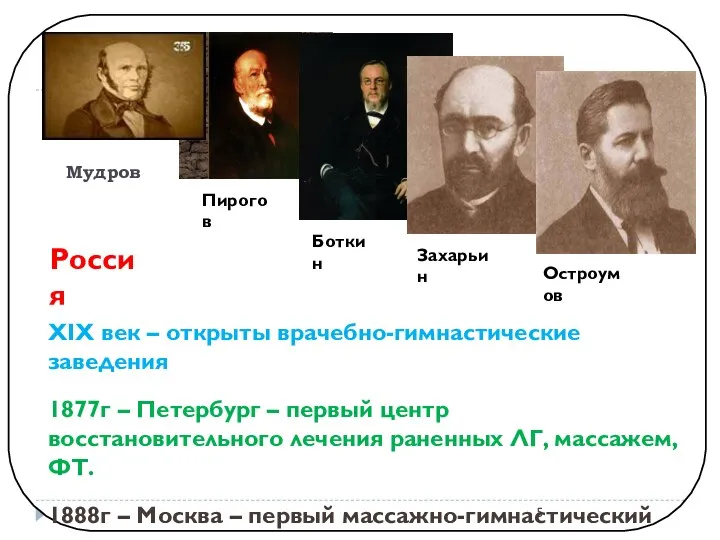 Мудров Пирогов Боткин Захарьин Остроумов Россия XIX век – открыты