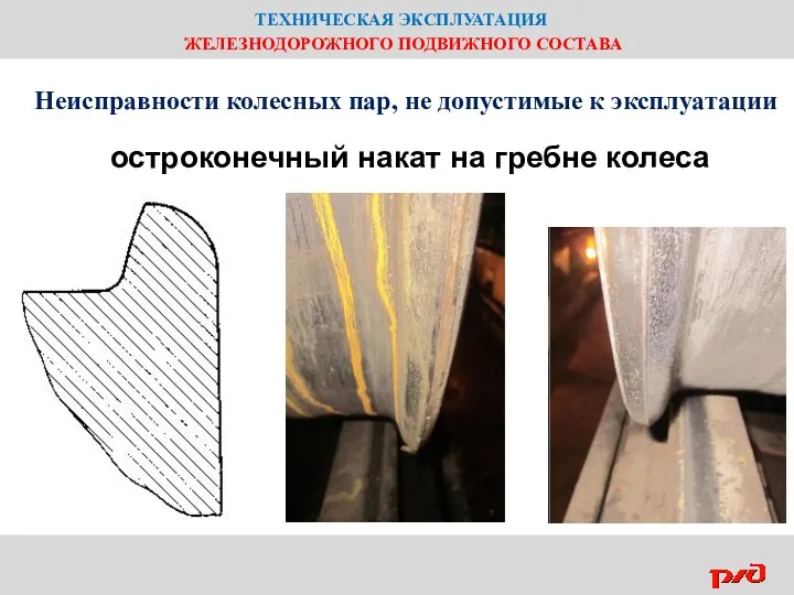 ТЕХНИЧЕСКАЯ ЭКСПЛУАТАЦИЯ ЖЕЛЕЗНОДОРОЖНОГО ПОДВИЖНОГО СОСТАВА Неисправности колесных пар, не допустимые