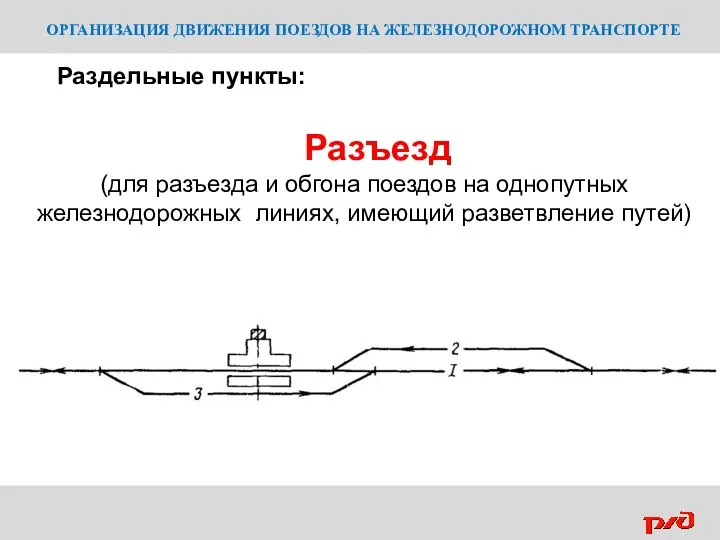 ОРГАНИЗАЦИЯ ДВИЖЕНИЯ ПОЕЗДОВ НА ЖЕЛЕЗНОДОРОЖНОМ ТРАНСПОРТЕ Разъезд (для разъезда и