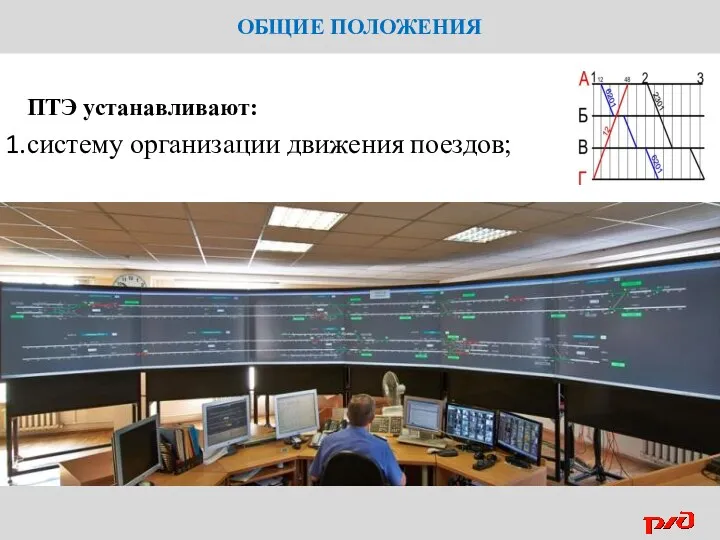 ОБЩИЕ ПОЛОЖЕНИЯ ПТЭ устанавливают: систему организации движения поездов;