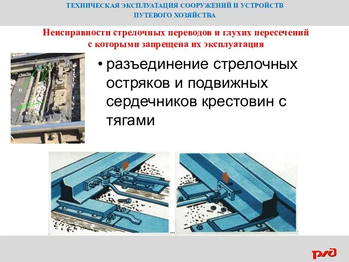 ТЕХНИЧЕСКАЯ ЭКСПЛУАТАЦИЯ СООРУЖЕНИЙ И УСТРОЙСТВ ПУТЕВОГО ХОЗЯЙСТВА Неисправности стрелочных переводов