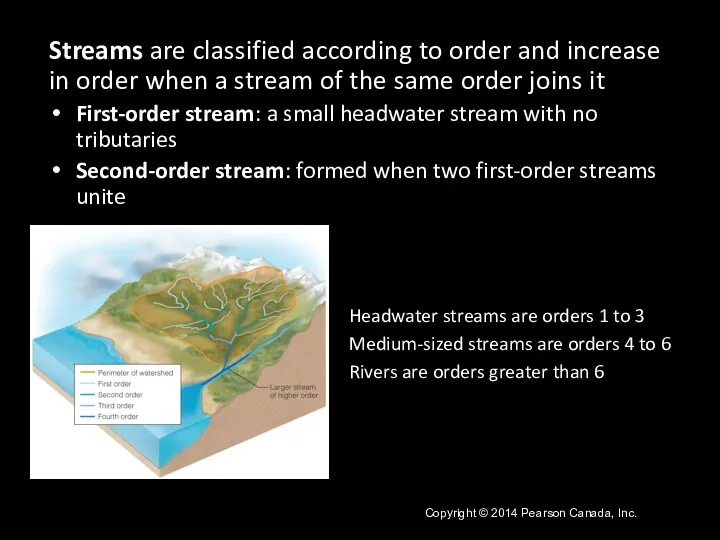 Streams are classified according to order and increase in order