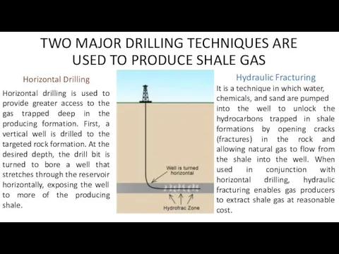 TWO MAJOR DRILLING TECHNIQUES ARE USED TO PRODUCE SHALE GAS