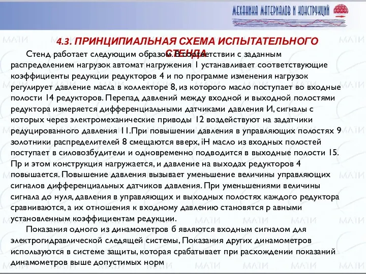 4.3. ПРИНЦИПИАЛЬНАЯ СХЕМА ИСПЫТАТЕЛЬНОГО СТЕНДА Стенд работает следующим образом. В