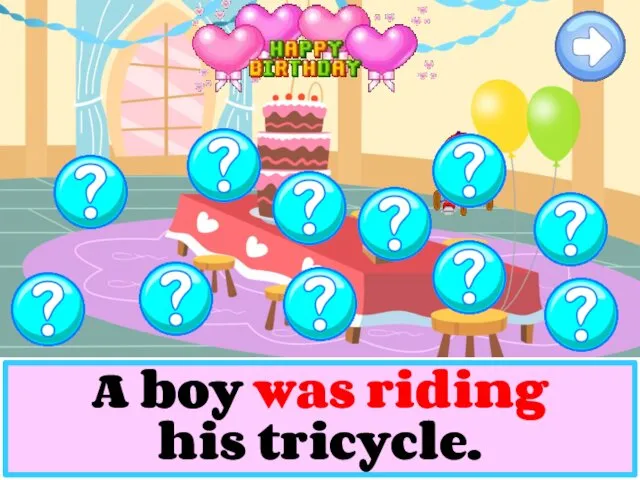 A boy was riding his tricycle.