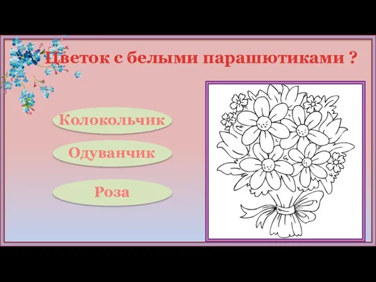 Цветок с белыми парашютиками ? Одуванчик