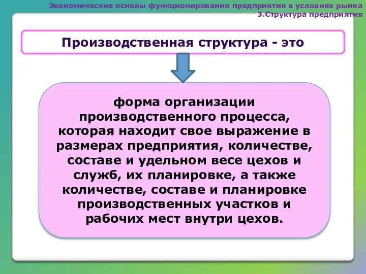 форма организации производственного процесса, которая находит свое выражение в размерах