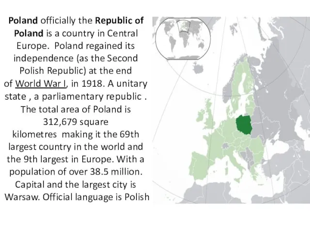 Poland officially the Republic of Poland is a country in