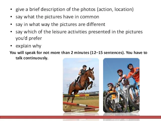 give a brief description of the photos (action, location) say