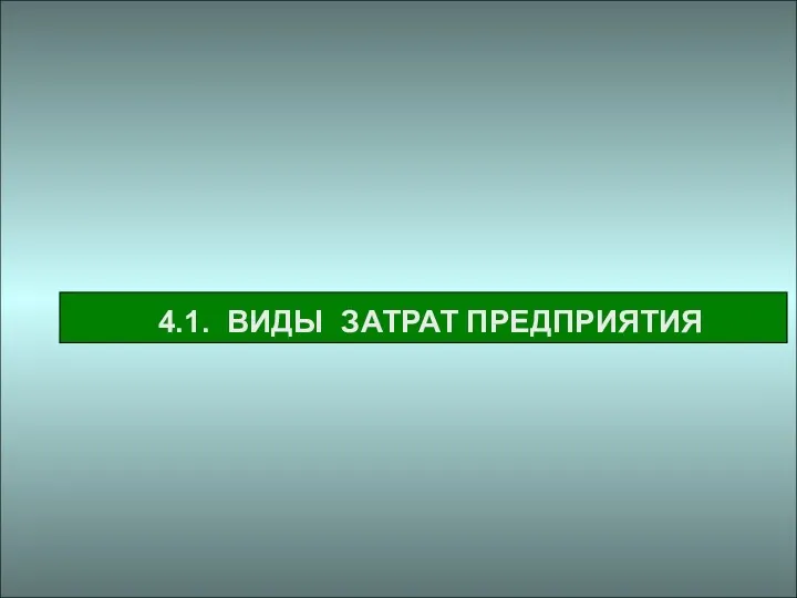 4.1. ВИДЫ ЗАТРАТ ПРЕДПРИЯТИЯ