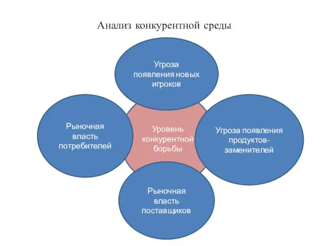 Анализ конкурентной среды Уровень конкурентной борьбы Рыночная власть потребителей Рыночная