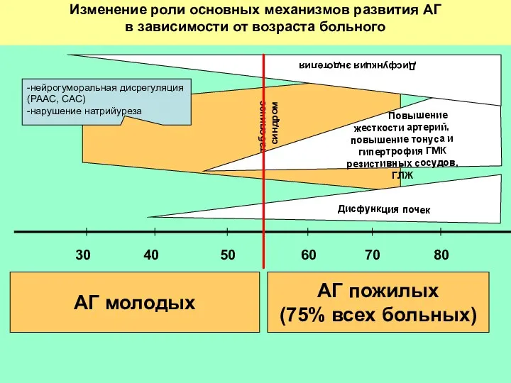 Метаболический синдром 30 40 50 60 70 80 Дисфункция почек