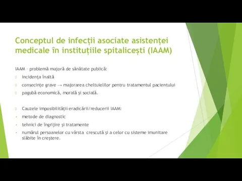 Conceptul de infecții asociate asistenței medicale în instituțiile spitalicești (IAAM)