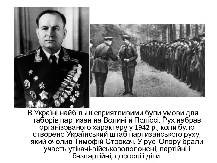 В Україні найбільш сприятливими були умови для таборів партизан на