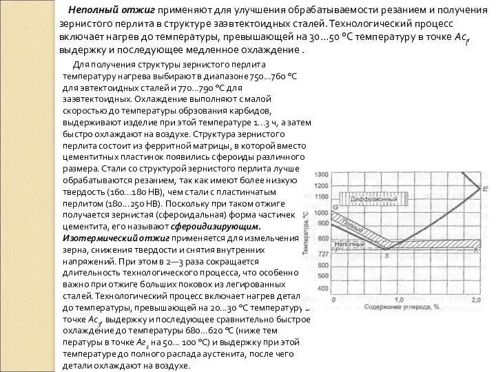 Неполный отжиг применяют для улучшения обрабатываемости резанием и получения зернистого