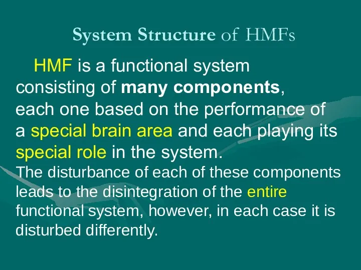 System Structure of HMFs HMF is a functional system consisting