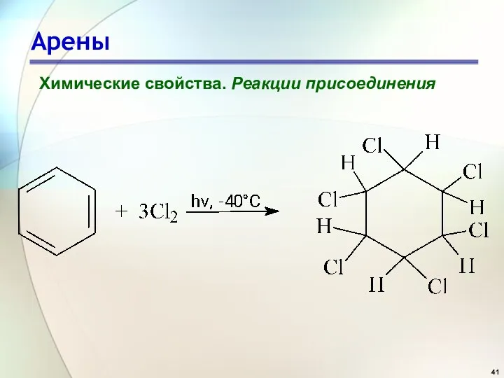 Арены Химические свойства. Реакции присоединения