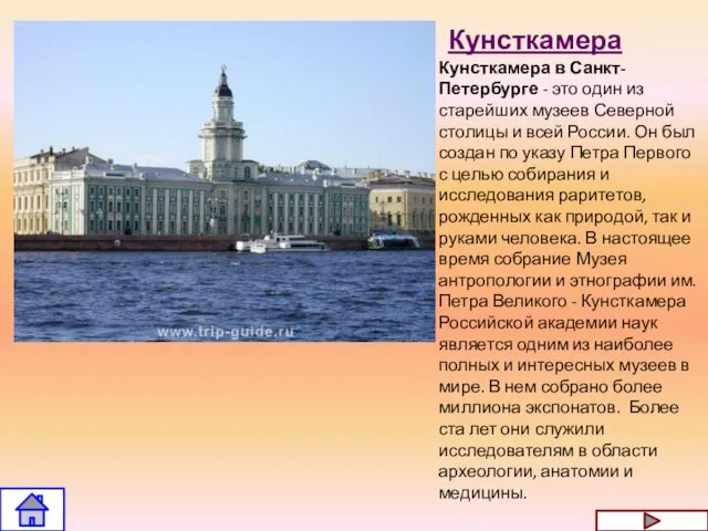 Кунсткамера Кунсткамера в Санкт-Петербурге - это один из старейших музеев