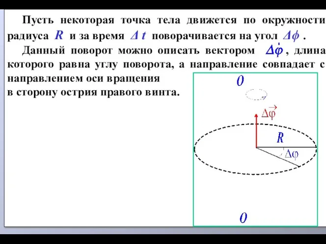 Пусть некоторая точка тела движется по окружности радиуса R и