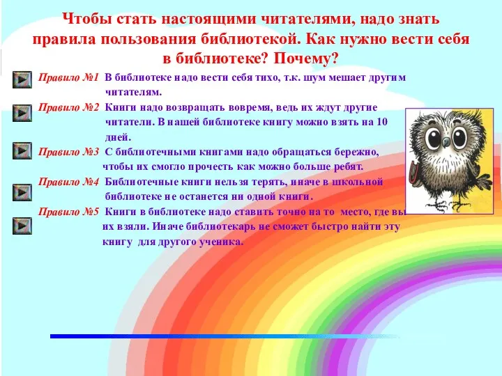 Чтобы стать настоящими читателями, надо знать правила пользования библиотекой. Как