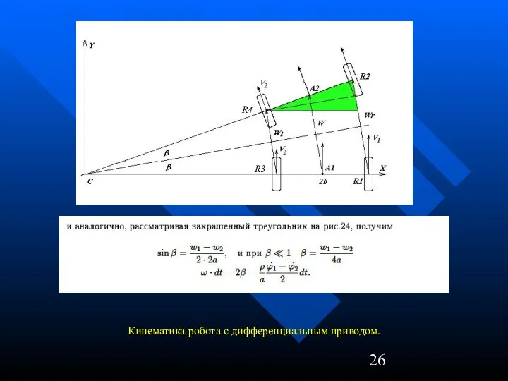 Кинематика робота с дифференциальным приводом. R3 R4