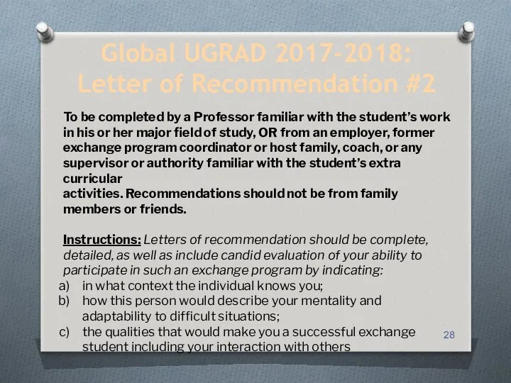 Global UGRAD 2017-2018: Letter of Recommendation #2 To be completed