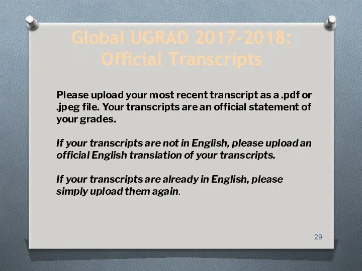 Please upload your most recent transcript as a .pdf or