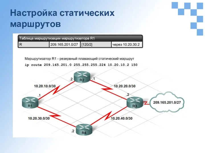 Настройка статических маршрутов