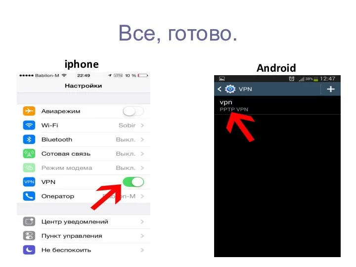 Все, готово. iphone Android