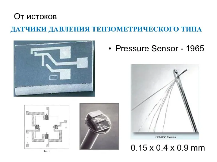 Pressure Sensor - 1965 ДАТЧИКИ ДАВЛЕНИЯ ТЕНЗОМЕТРИЧЕСКОГО ТИПА От истоков 0.15 x 0.4 x 0.9 mm