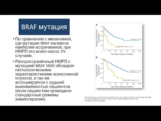 BRAF мутация По сравнению с меланомой, где мутация BRAF является