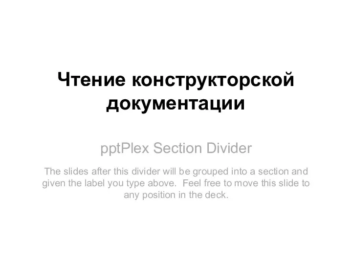 pptPlex Section Divider Чтение конструкторской документации The slides after this