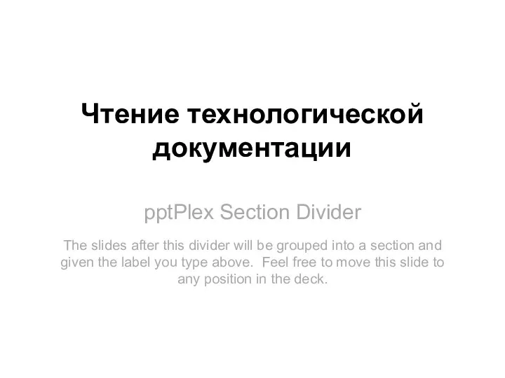 pptPlex Section Divider Чтение технологической документации The slides after this